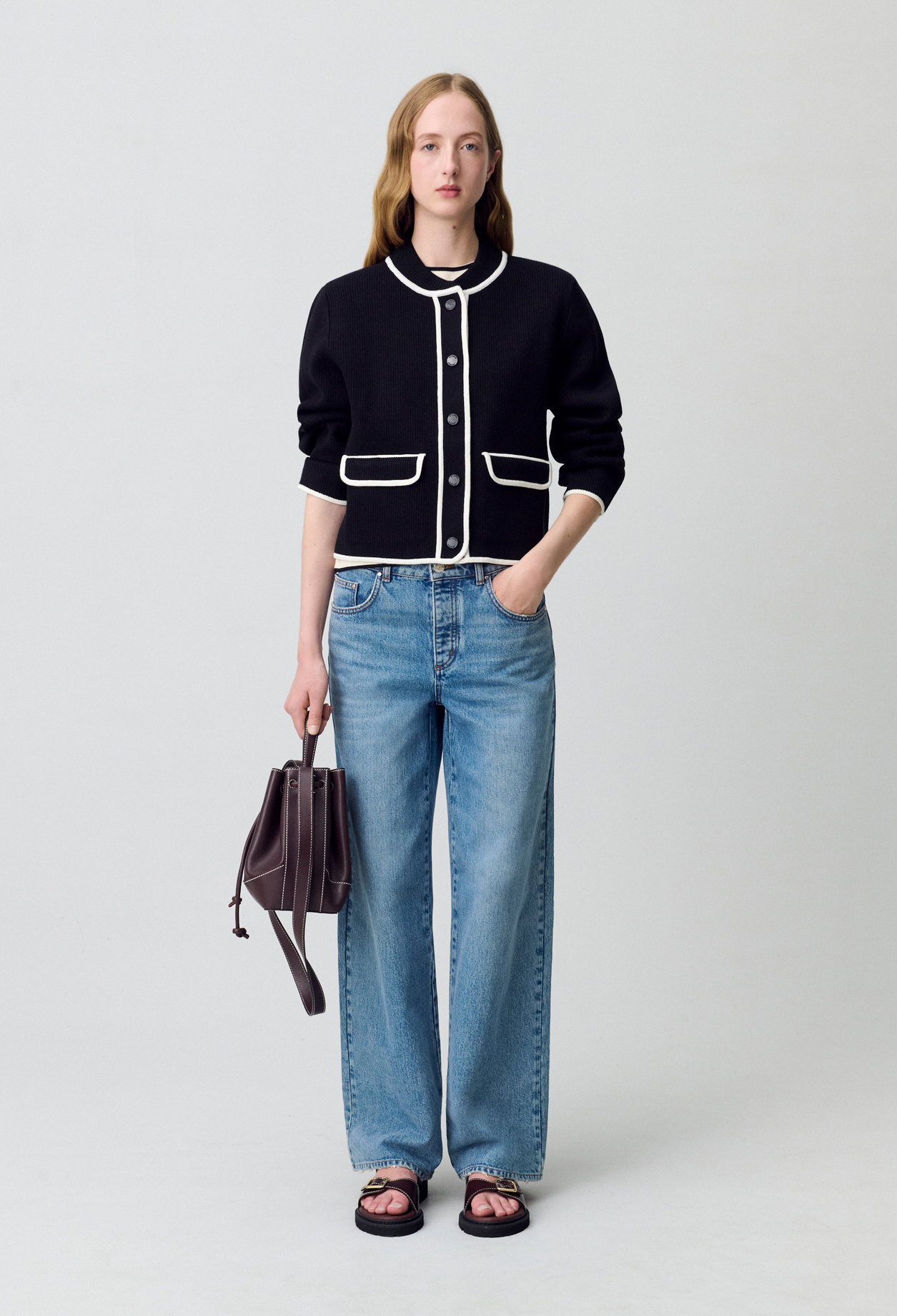 Cárdigan grueso bicolor - Mujer - Negro - Claudie Pierlot