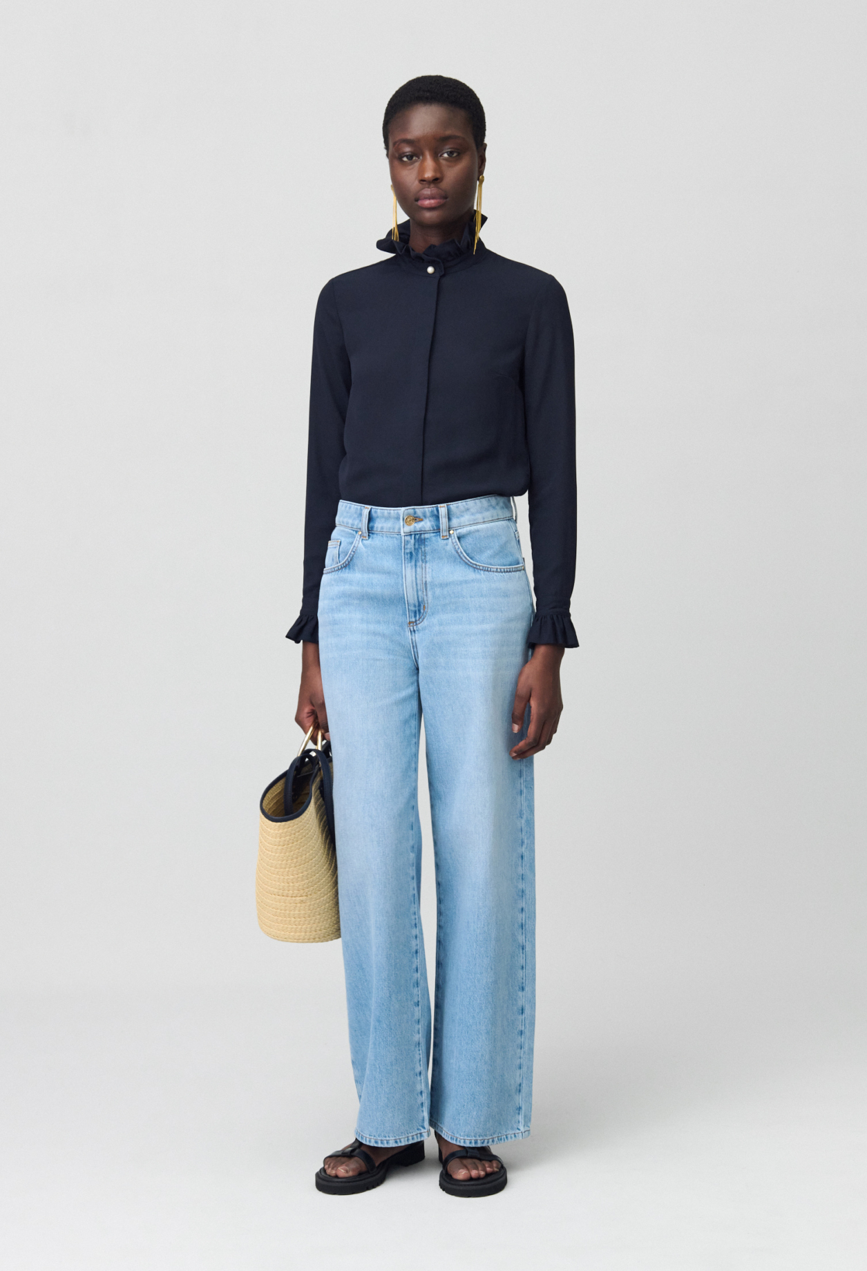 Camisa fluida cuello victoriano - Mujer - Marina - Claudie Pierlot