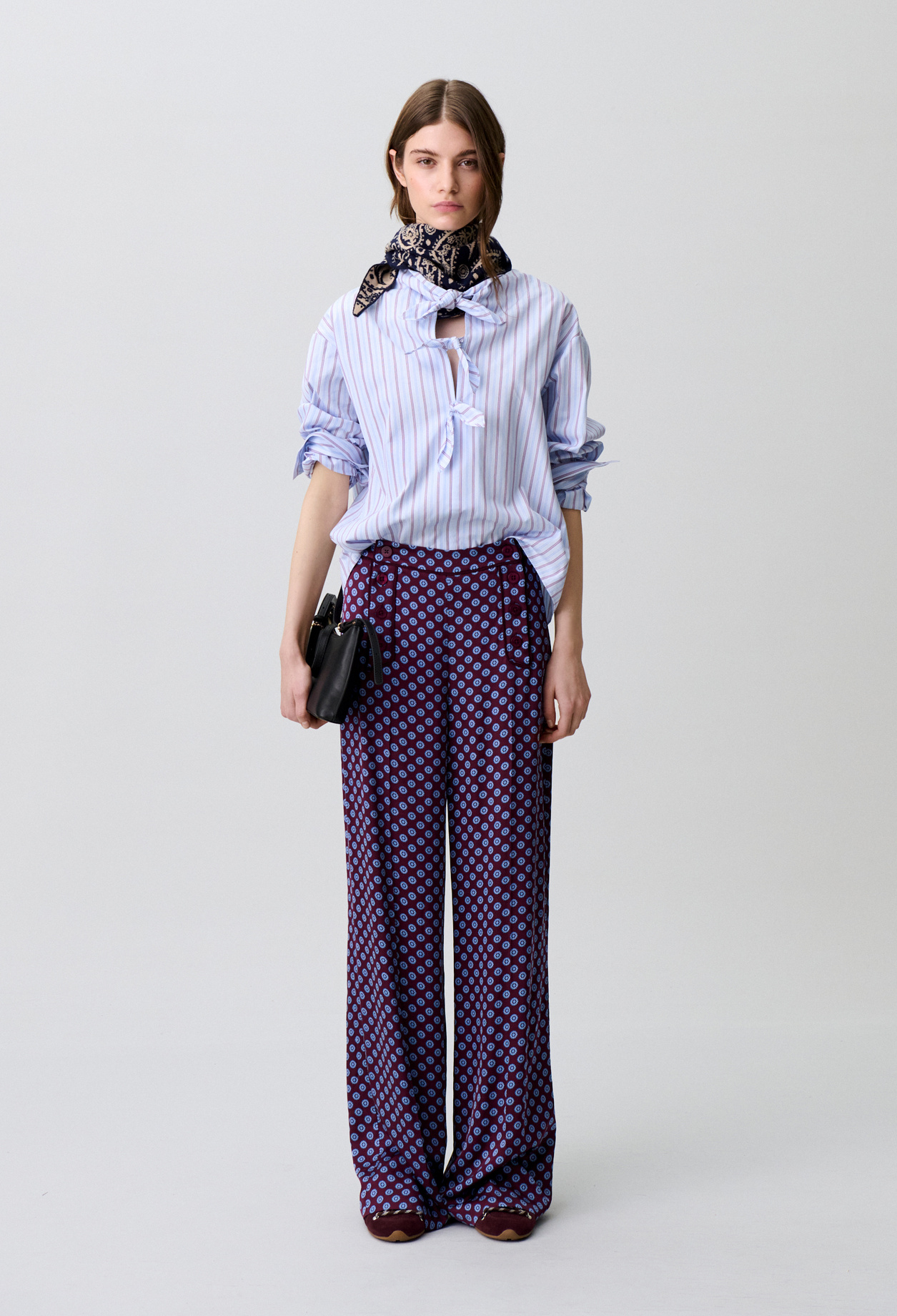 Pantalón Armadaro satinado - Mujer - Print bordeaux - Claudie Pierlot