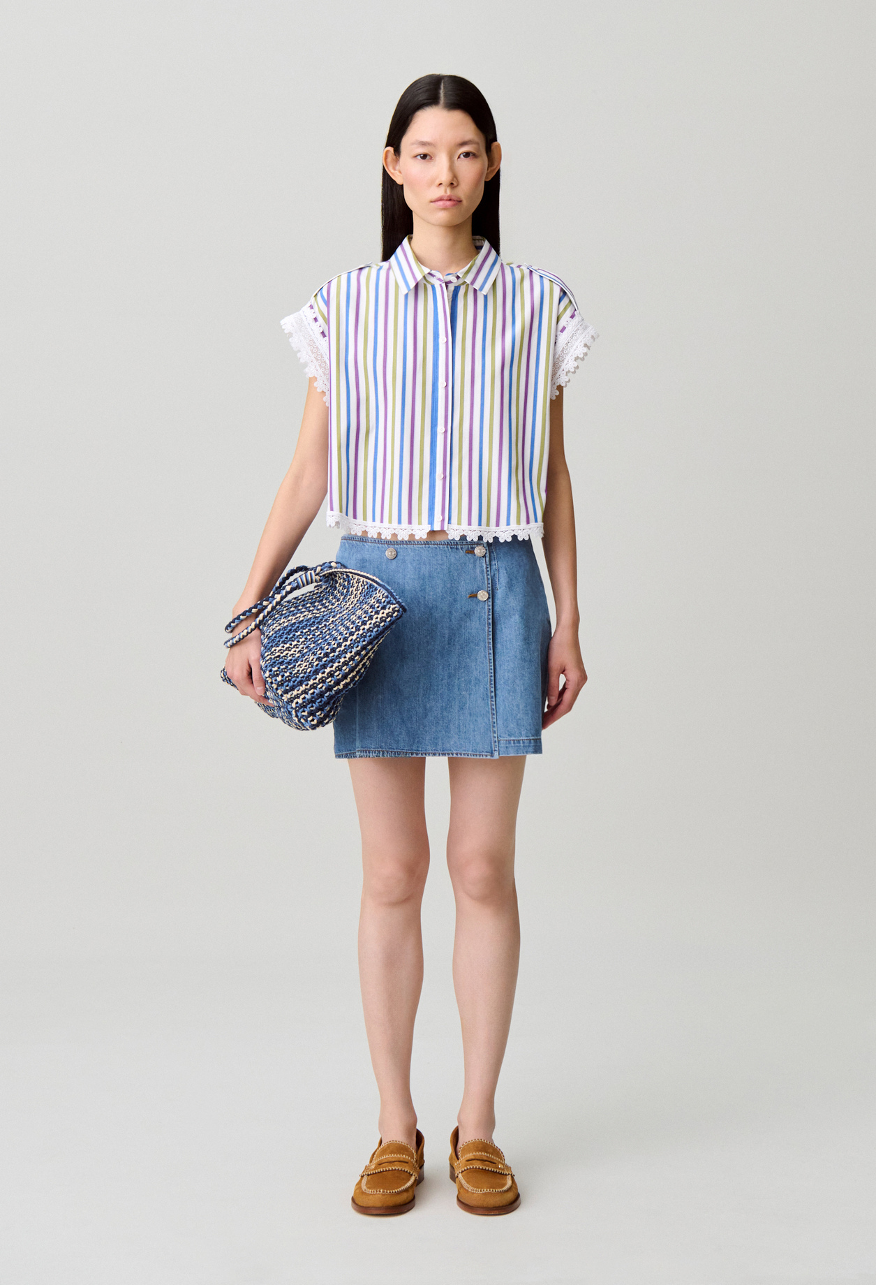 Camisa a rayas con encaje - Mujer - Multico - Claudie Pierlot