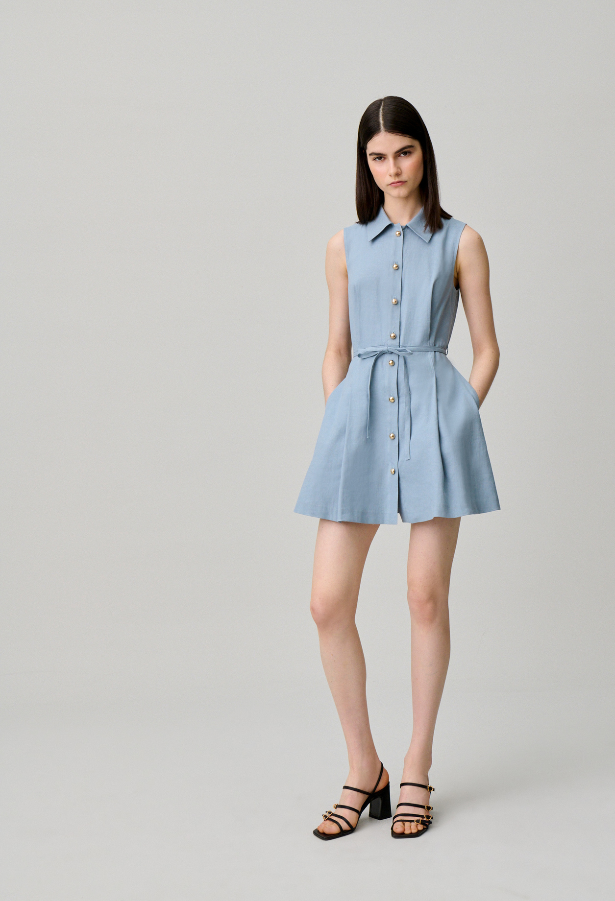 Vestido corto sin mangas - Mujer - Bleu gris - Claudie Pierlot