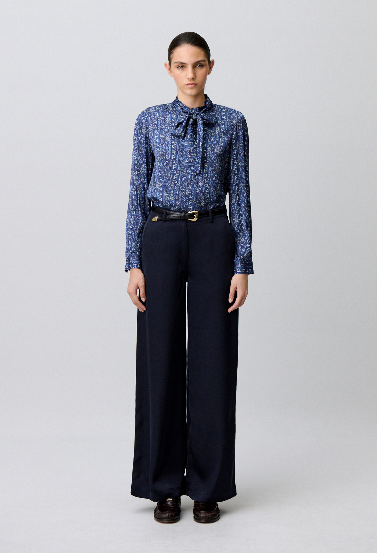Pantalón recto satinado - Mujer - Marina - Claudie Pierlot