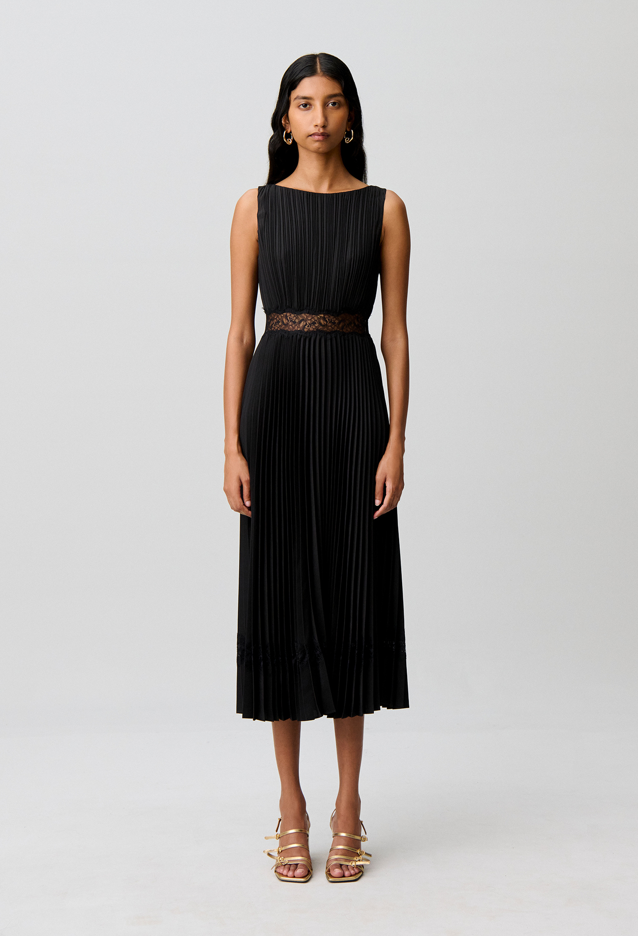 Vestido fluido satinado plisado - Mujer - Negro - Claudie Pierlot