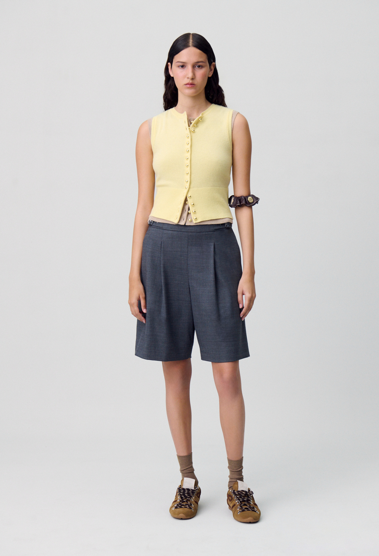 Bermudas cortos con pliegues - Mujer - Antracita - Claudie Pierlot