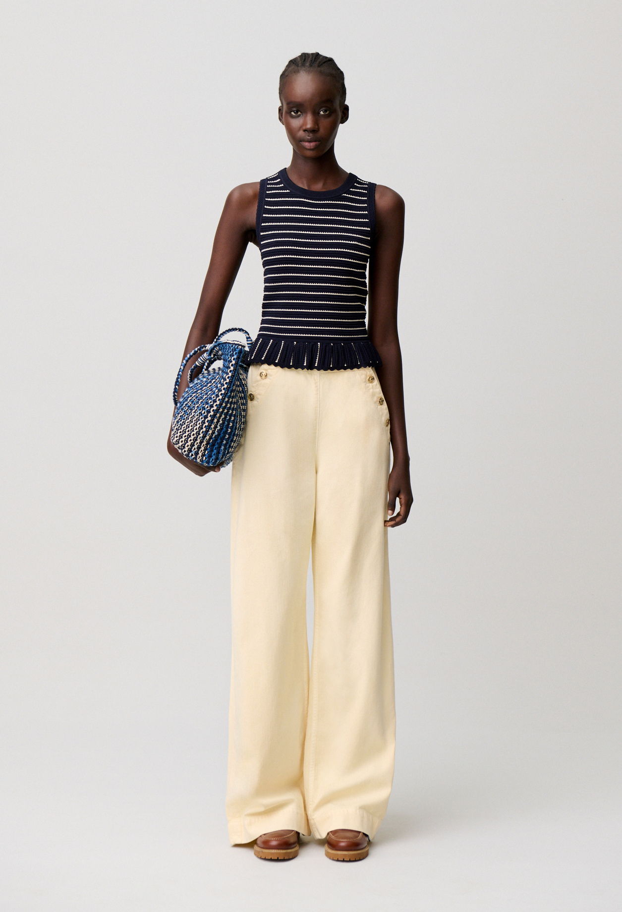 Vaquero de puente denim - Mujer - Amarillo pálido - Claudie Pierlot
