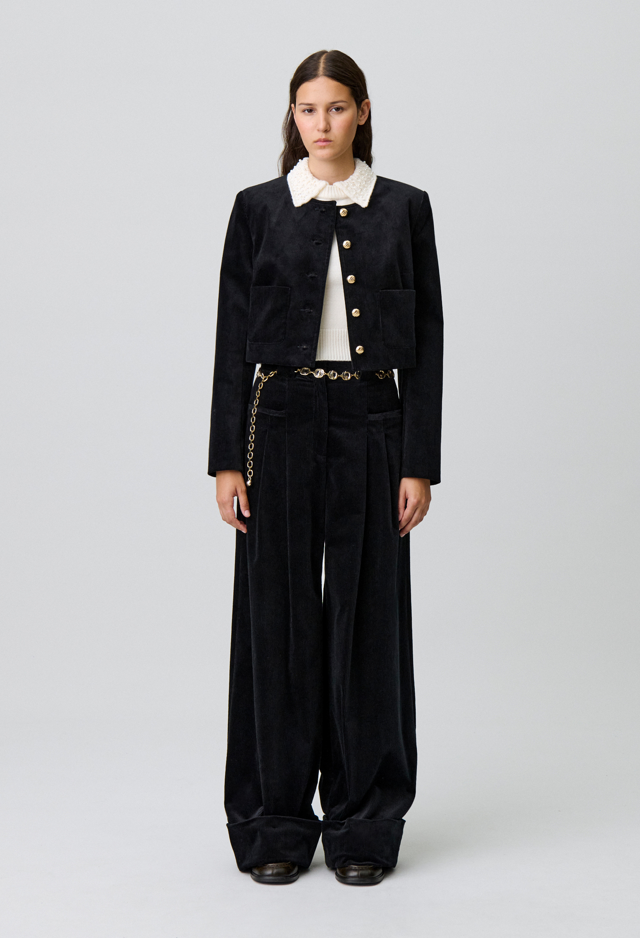 Chaqueta corta de terciopelo - Mujer - Negro - Claudie Pierlot