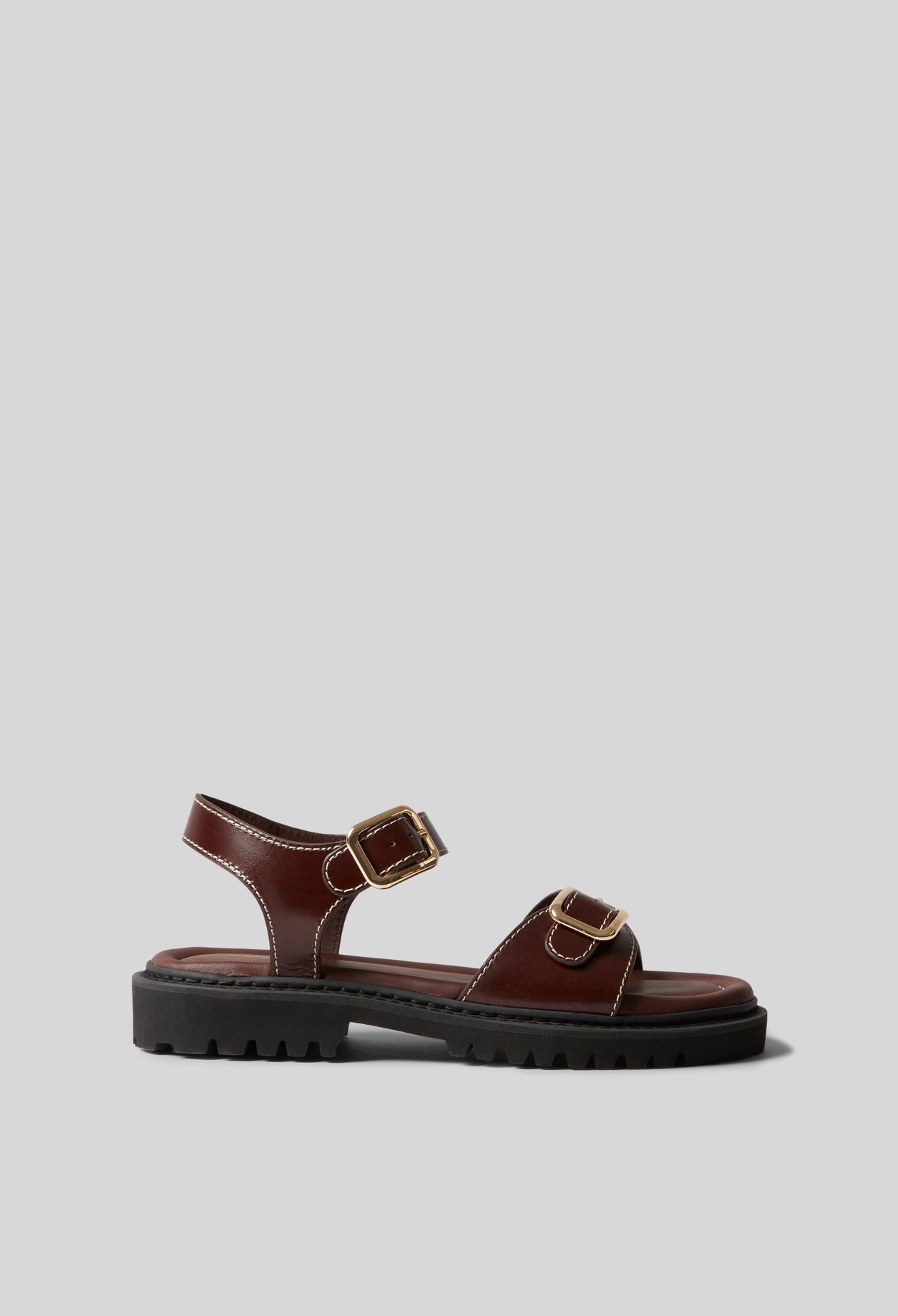 Sandalias de cuero con hebillas - Mujer - Chocolate - Claudie Pierlot