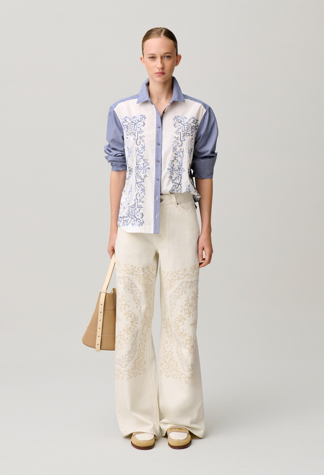 Azul de denim bordado CP - Mujer - Denim Blanquecino - Claudie Pierlot