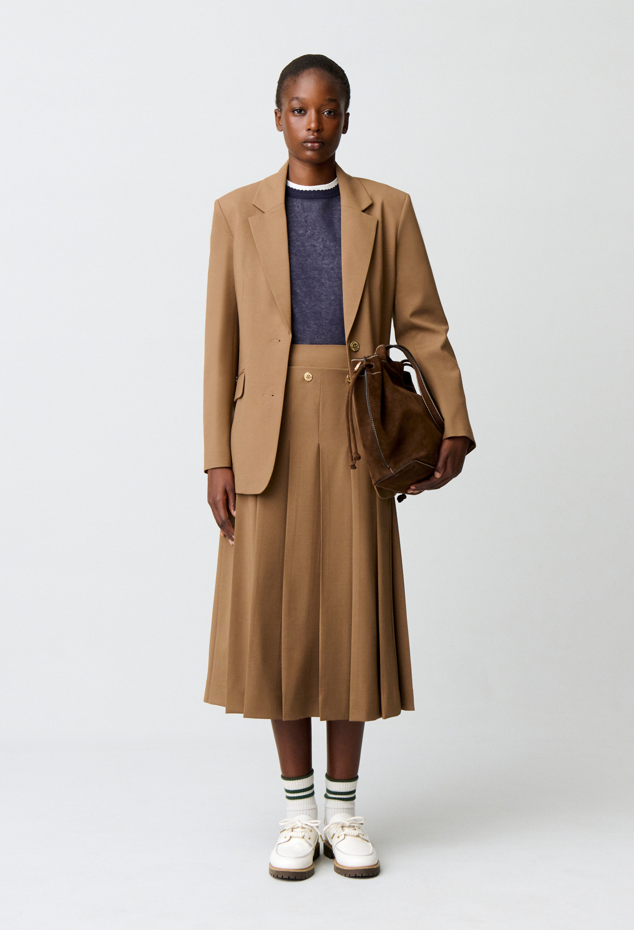Falda midi plisada - Mujer - Camel - Claudie Pierlot