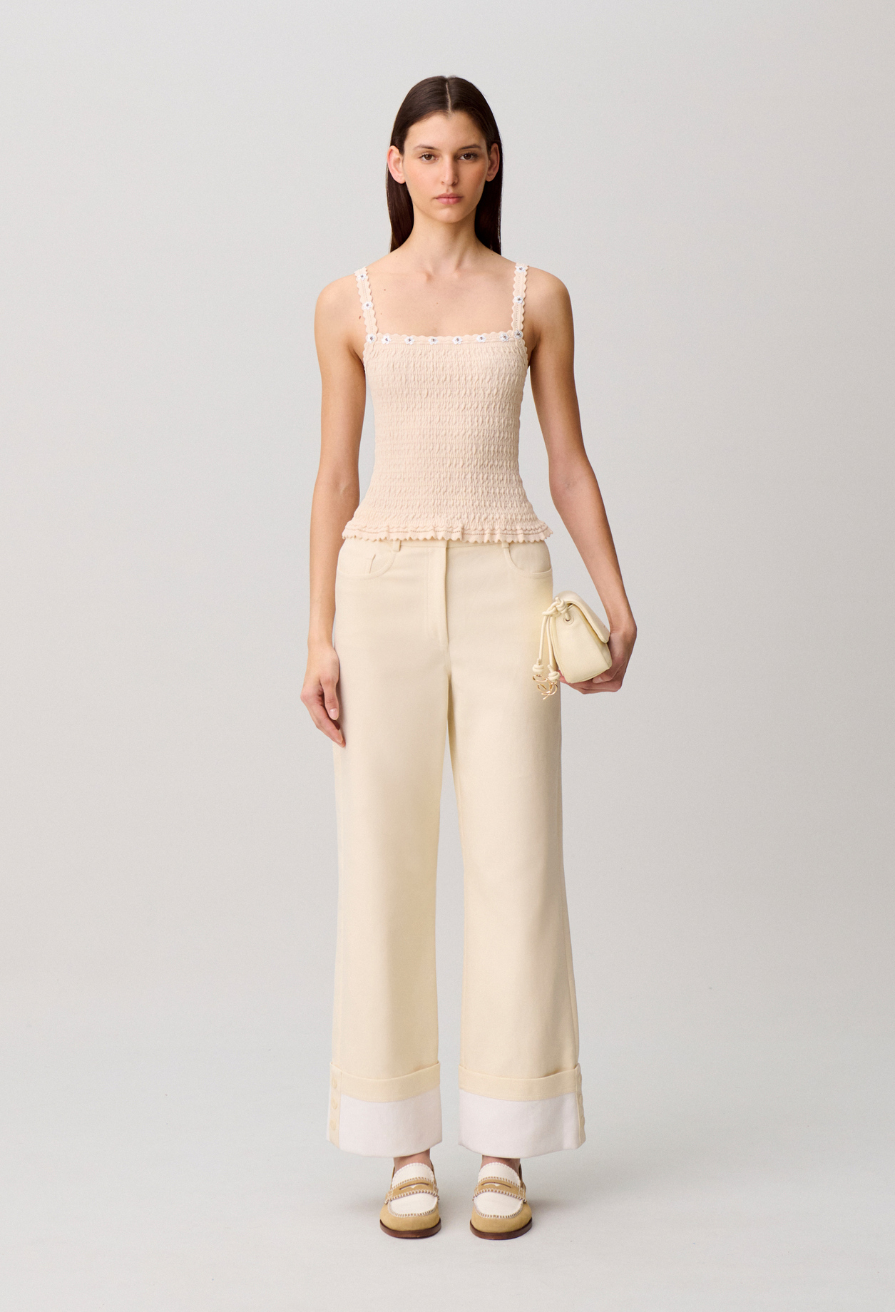 Top con bordados de flores - Mujer - Amarillo clair - Claudie Pierlot