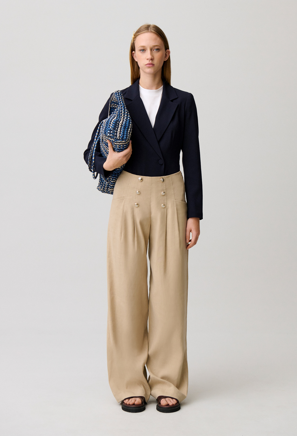 Pantalón de lino con botones - Mujer - Arena - Claudie Pierlot