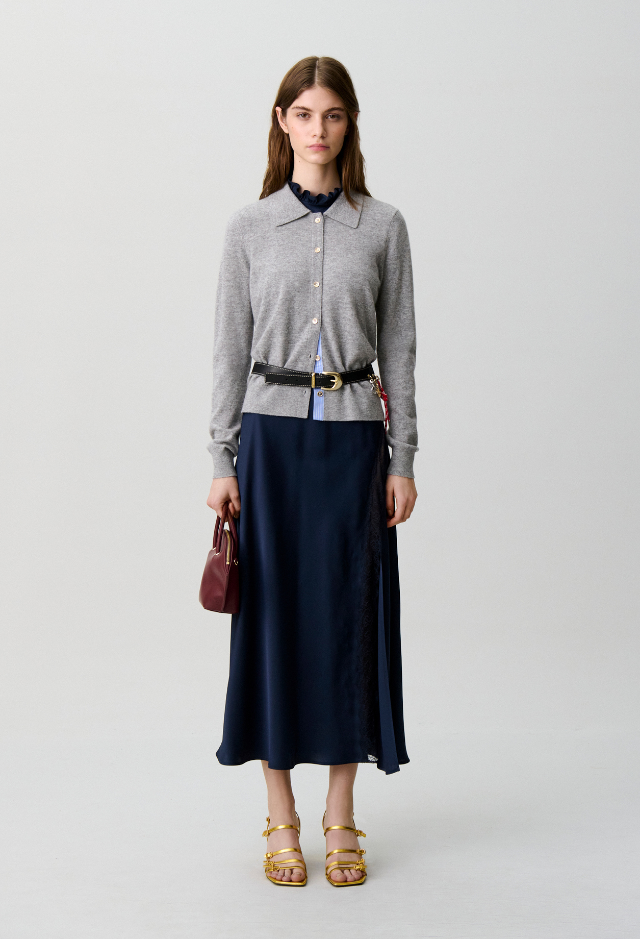 Cárdigan ajustado de lana - Mujer - Gris jaspeado - Claudie Pierlot