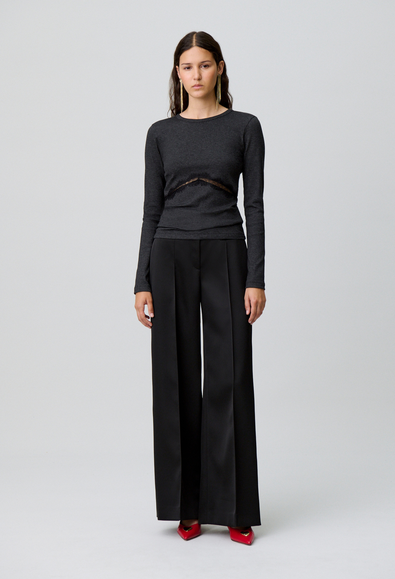 Camiseta de manga larga con encaje - Mujer - Negro - Claudie Pierlot