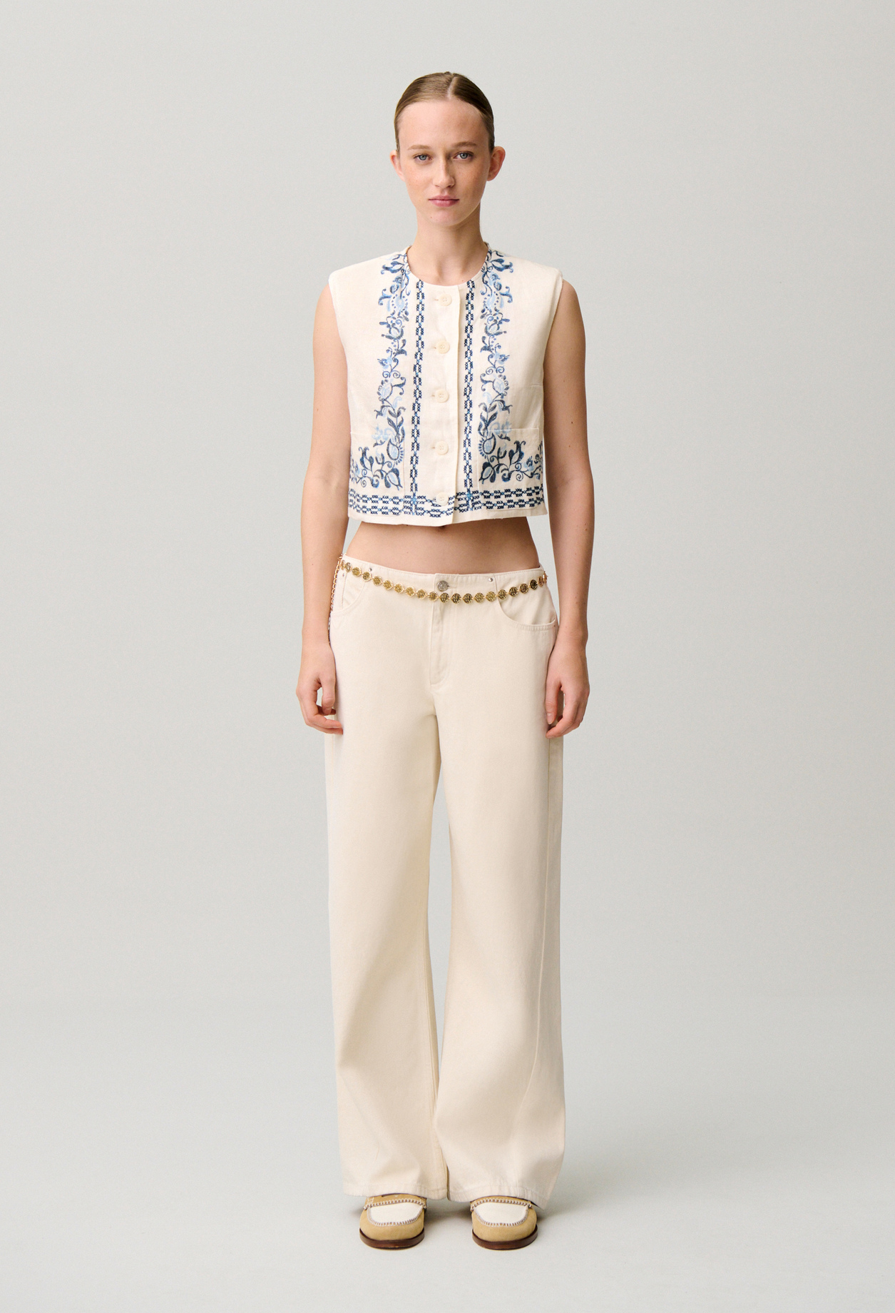 Chaqueta corta sin mangas - Mujer - Estampado claro - Claudie Pierlot
