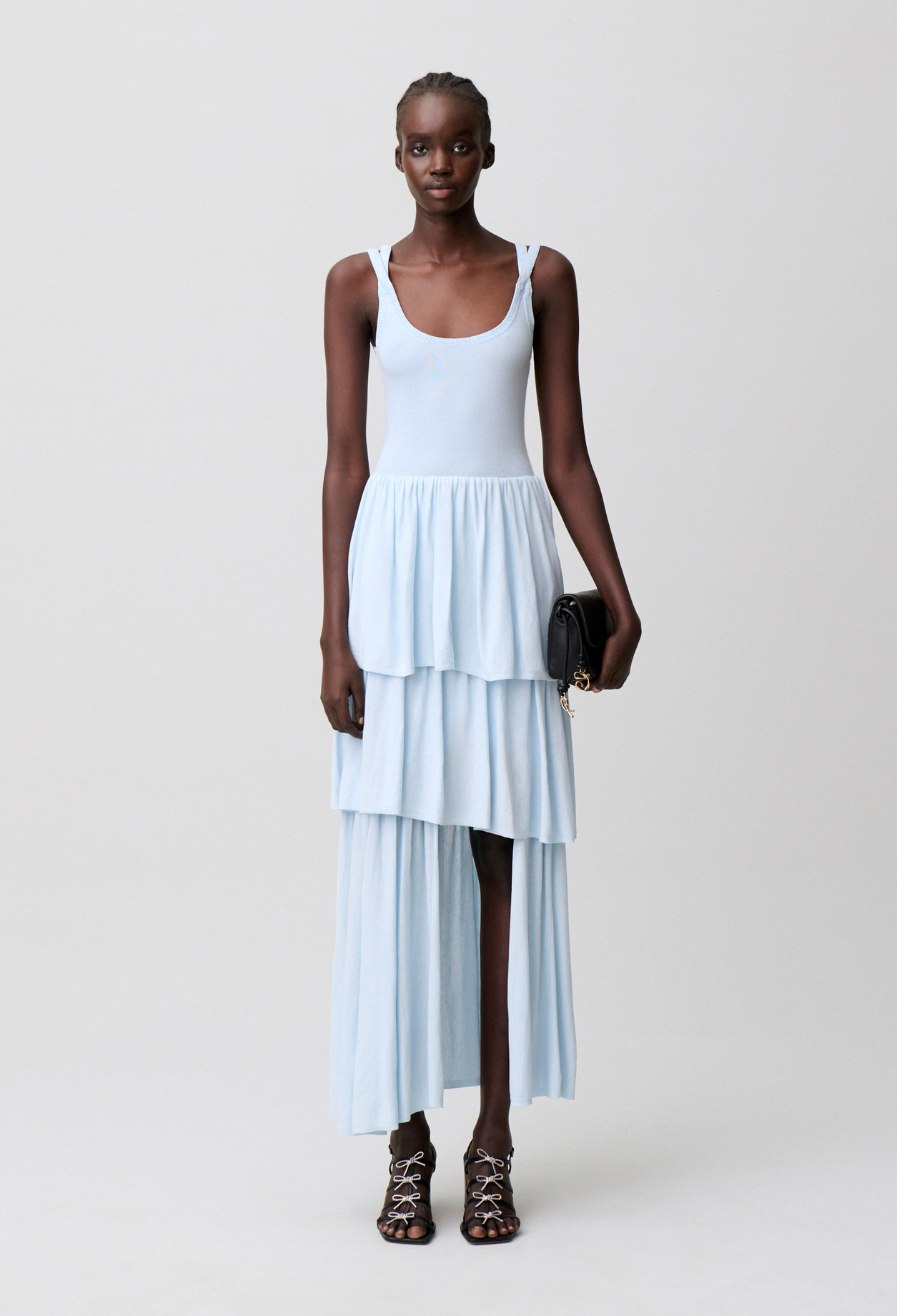 Vestido largo de punto - Mujer - Fondo Blancoo/raya azul - Claudie Pierlot