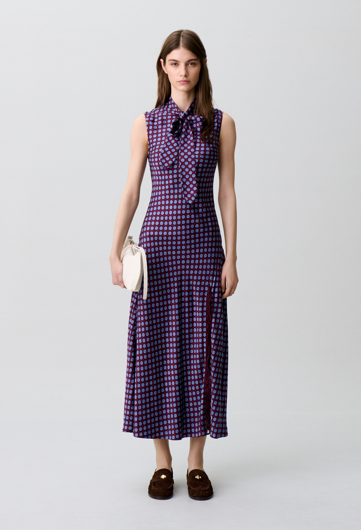 Vestido largo fluido de encaje - Mujer - Print bordeaux - Claudie Pierlot