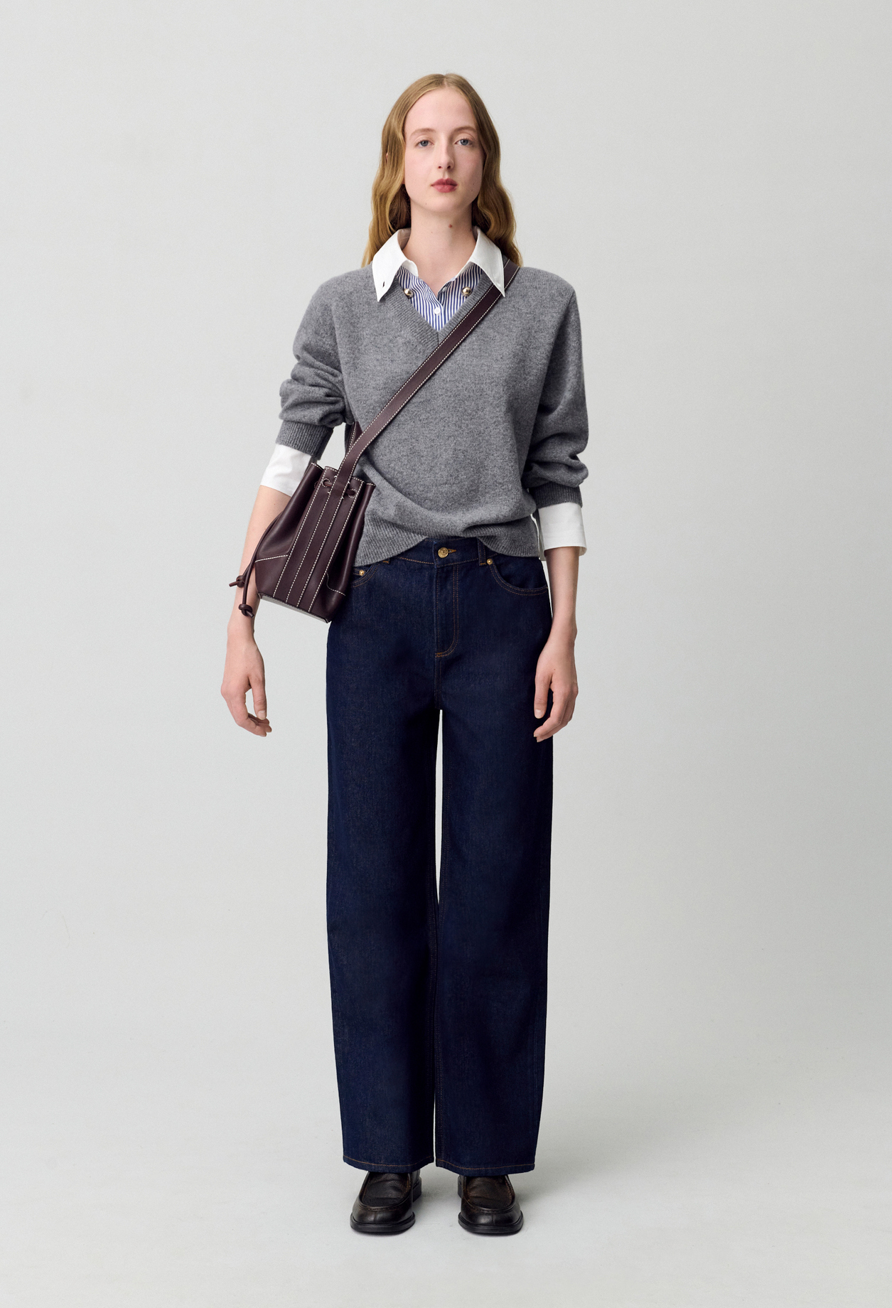 Jersey de cuello en V - Mujer - Gris jaspeado - Claudie Pierlot