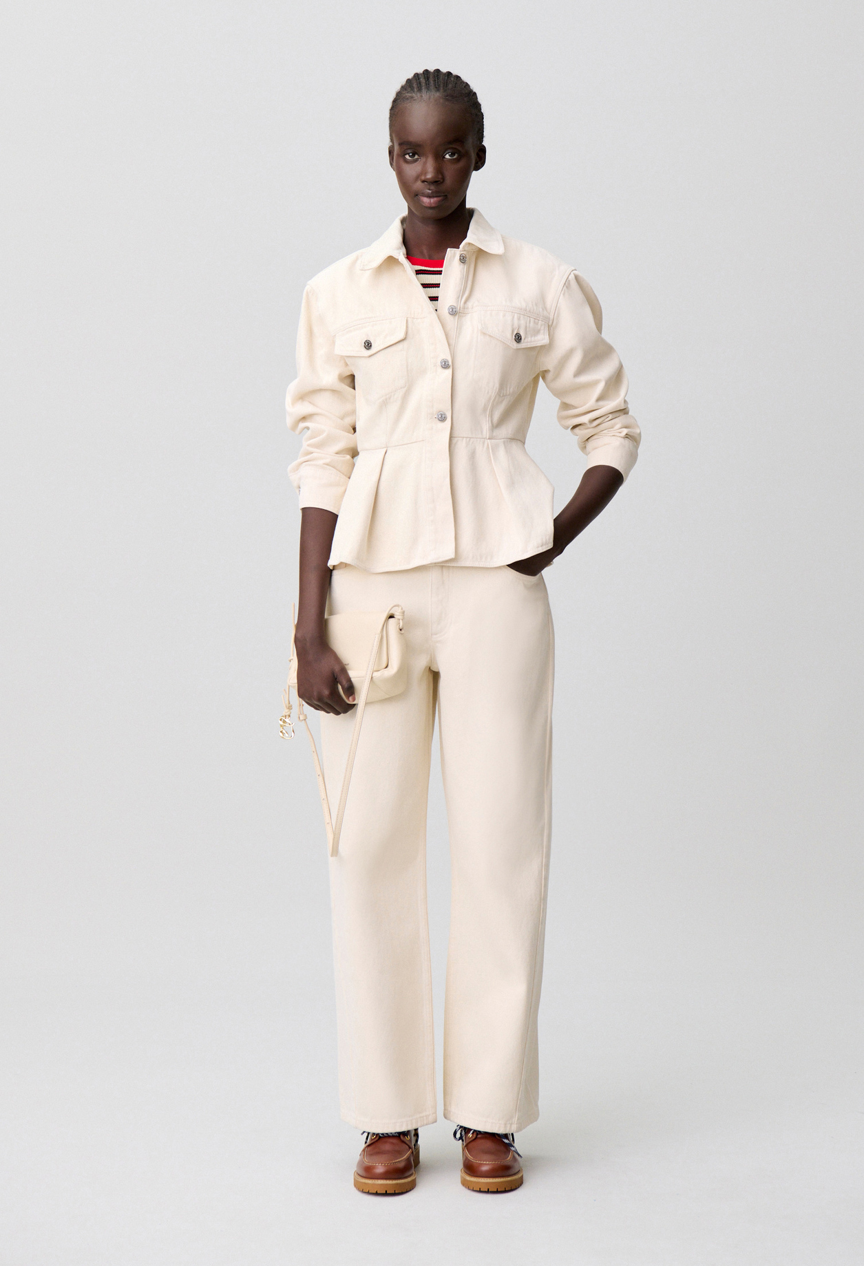 Cazadora vaquera cruda manga larga - Mujer - Denim Blanquecino - Claudie Pierlot
