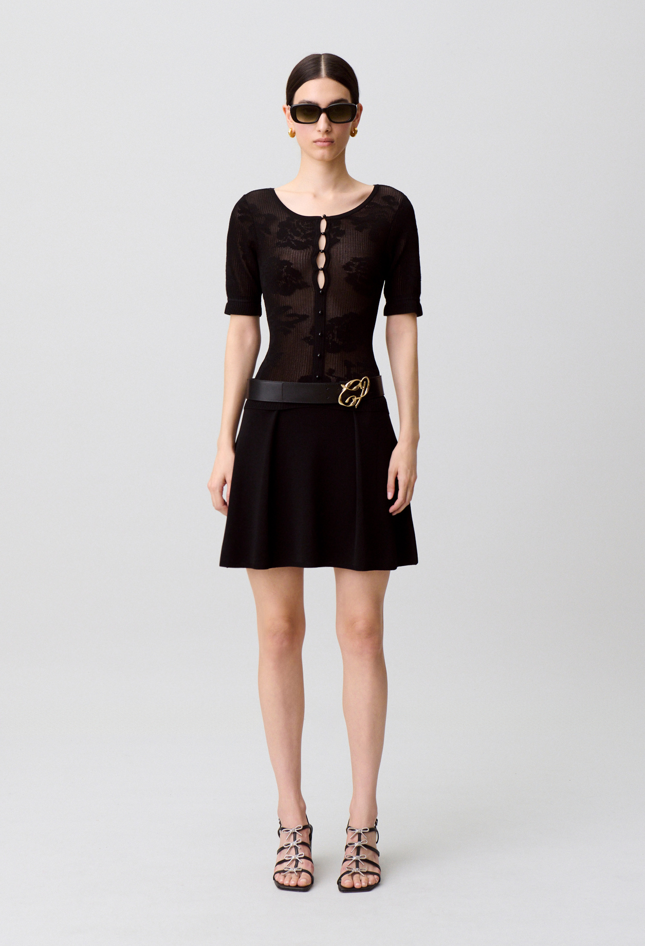 Vestido de punto con flores - Mujer - Negro - Claudie Pierlot