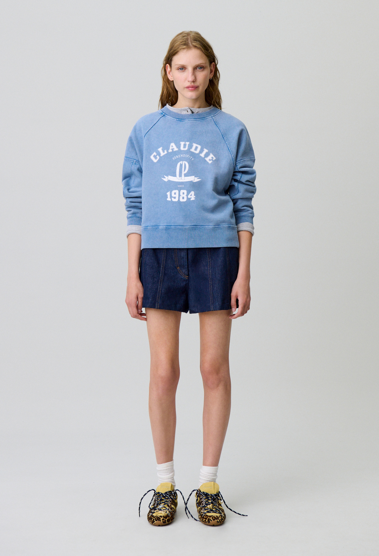 Sudadera de algodón efecto lavado - Mujer - Bleu delave - Claudie Pierlot