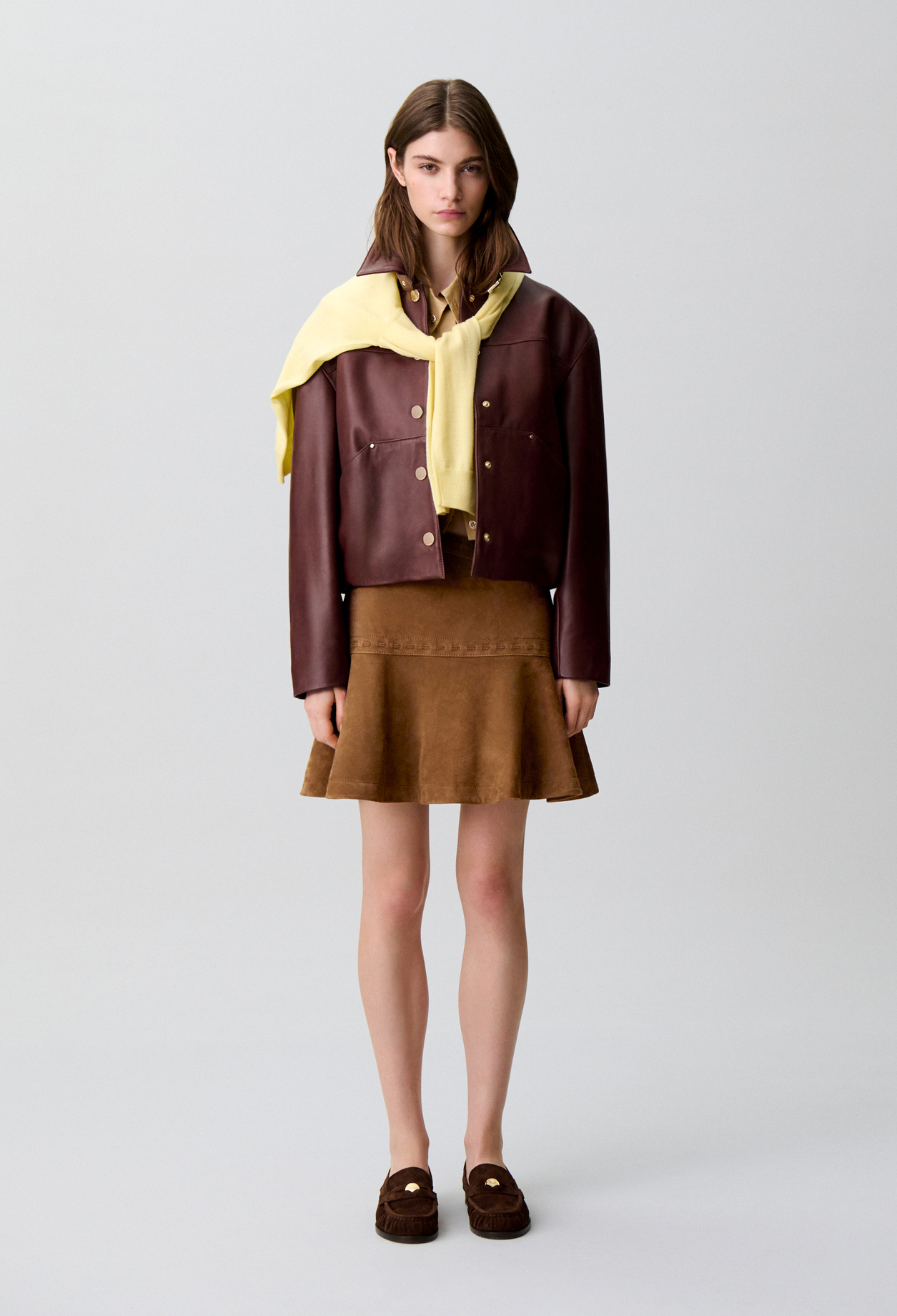 Falda corta de ante - Mujer - Castaño - Claudie Pierlot