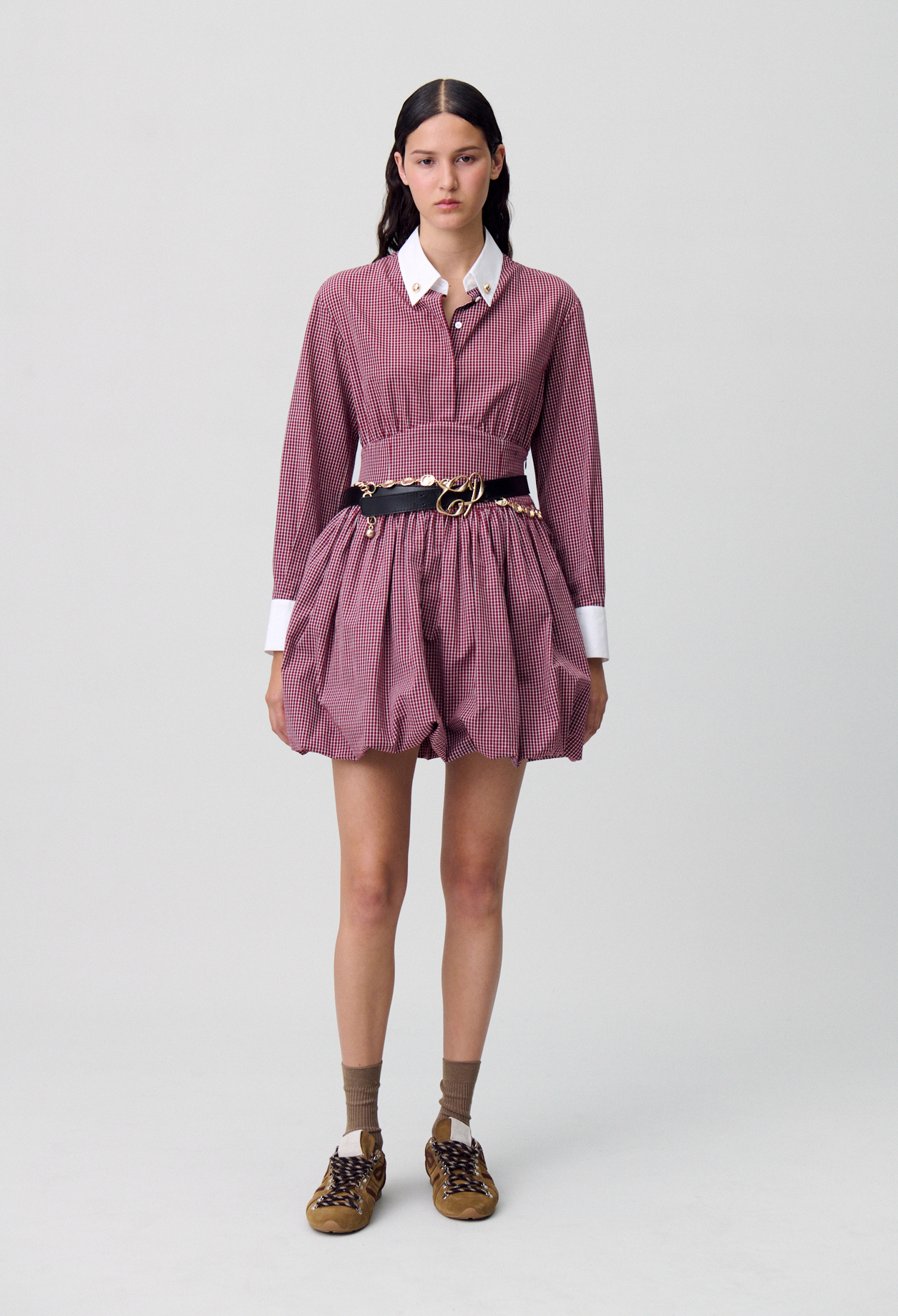 Vestido corto de cuadros - Mujer - Print bordeaux - Claudie Pierlot