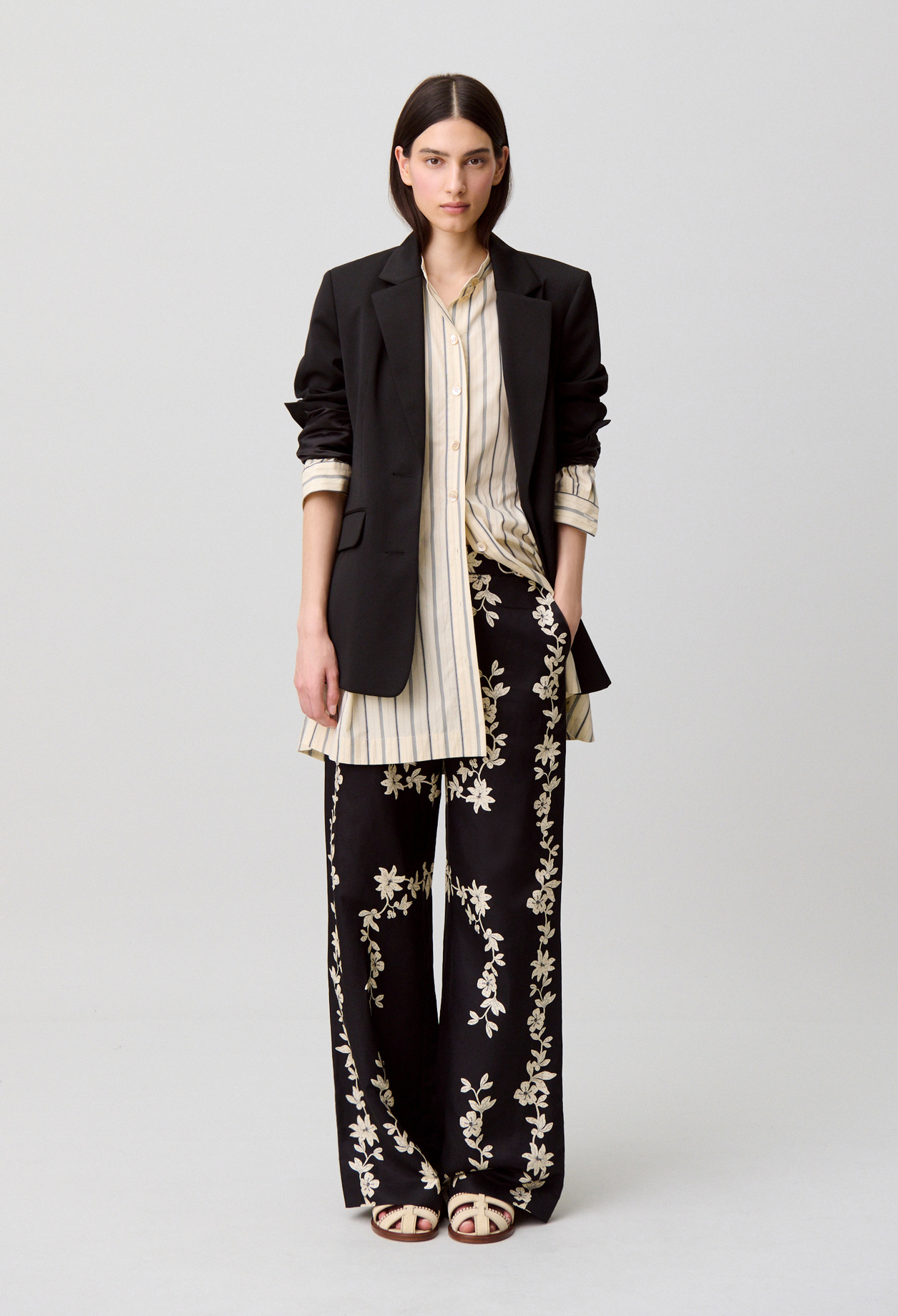 Pantalón ancho de flores - Mujer - Estampado oscuro - Claudie Pierlot