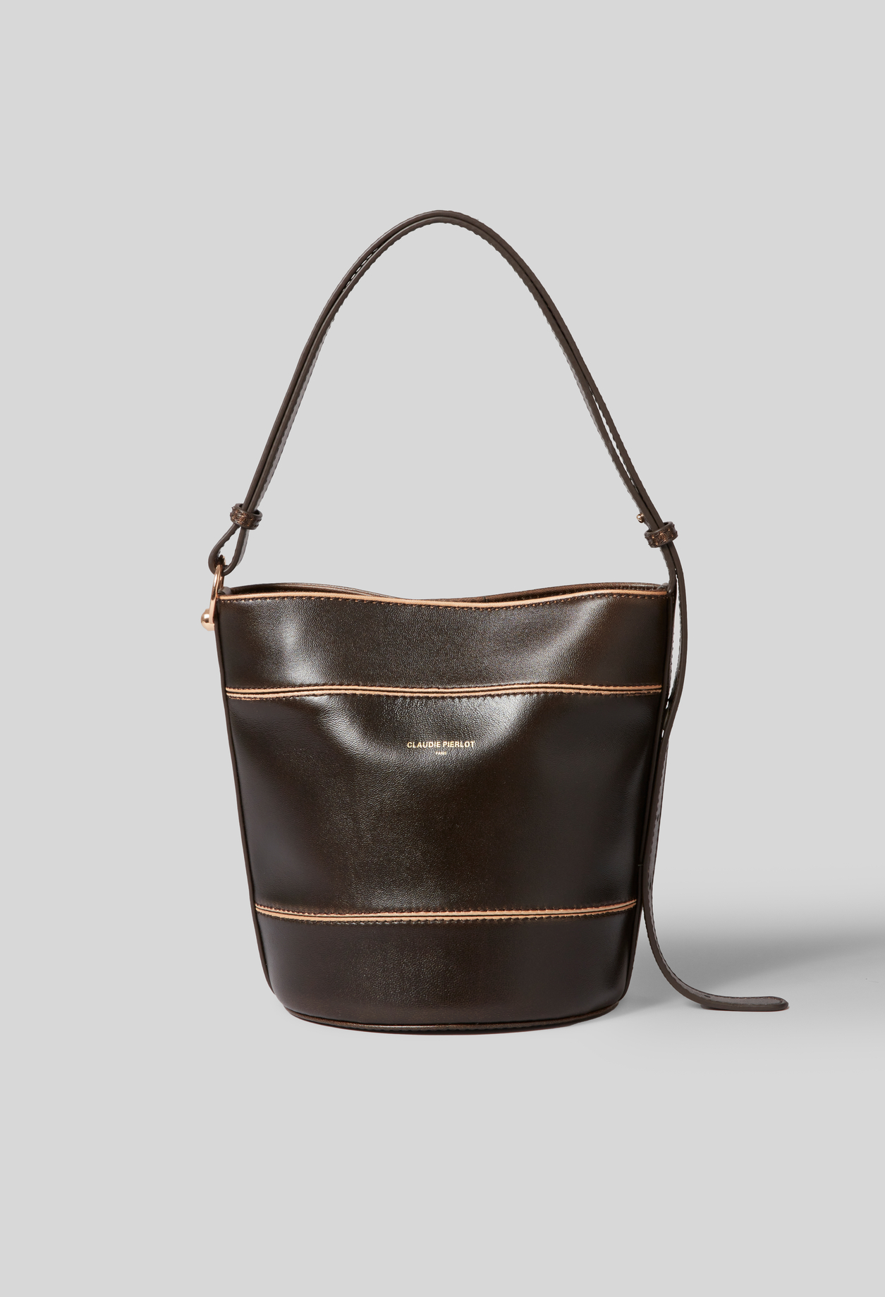 Bolso bombonera Solveig de cuero - Mujer - Castaño - Claudie Pierlot