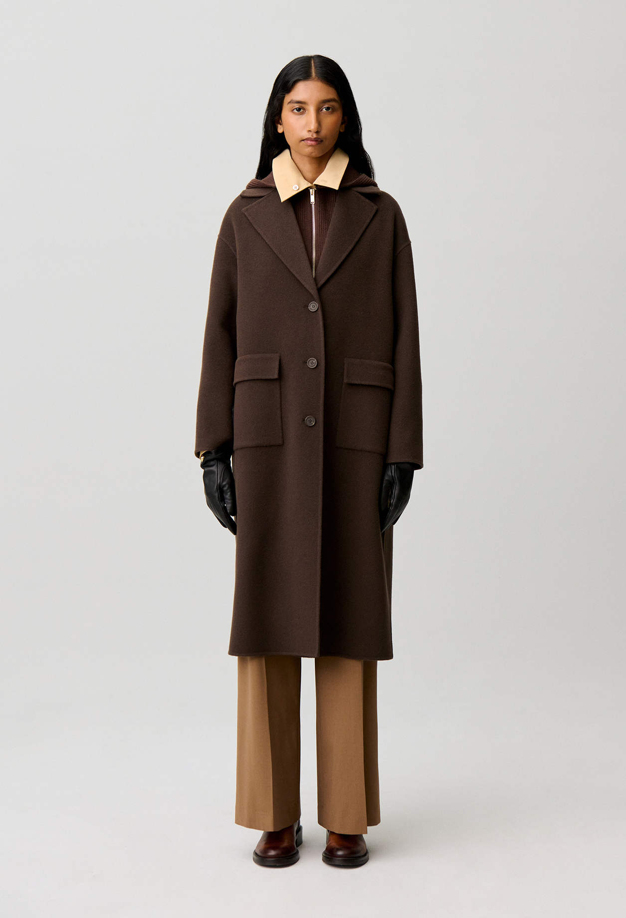 Abrigo largo lana cuello sastre - Mujer - Castaño - Claudie Pierlot