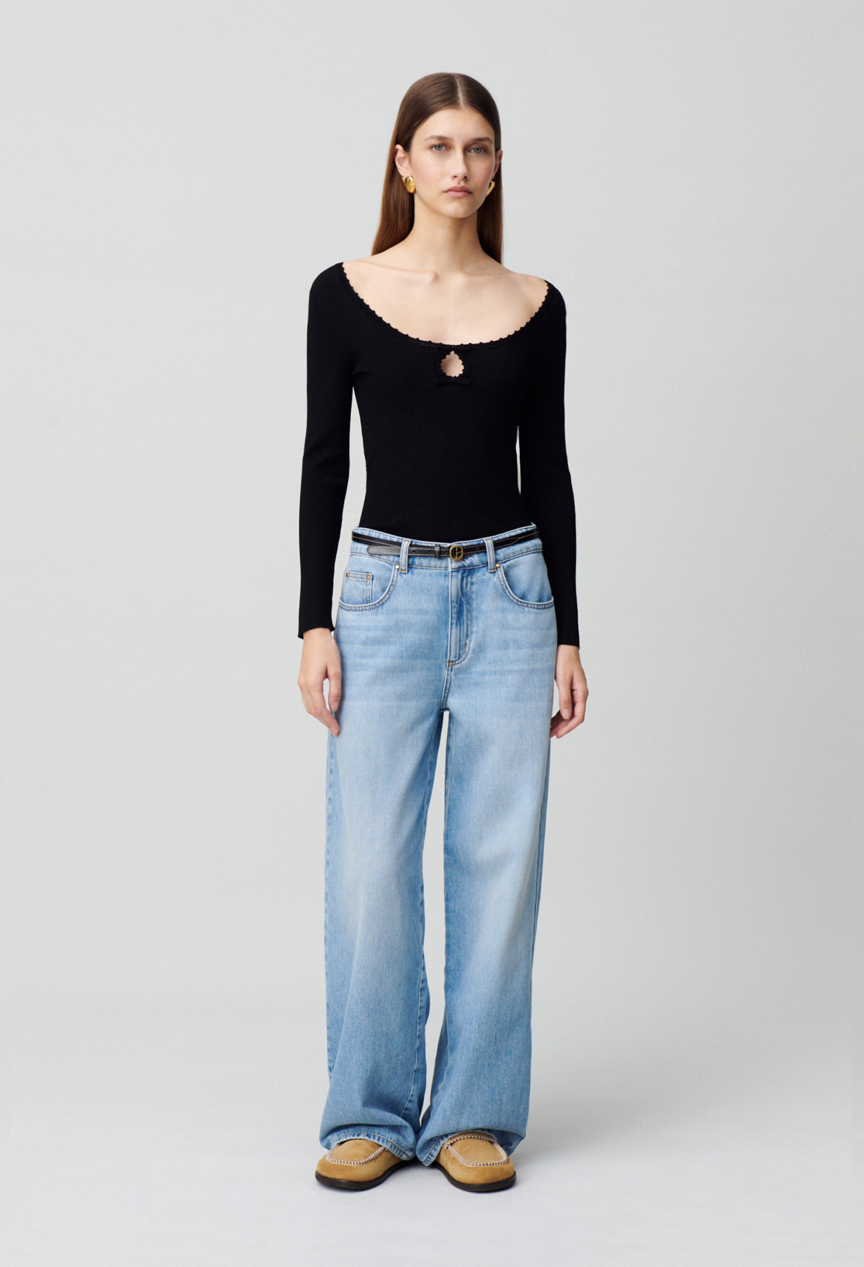 Top mangas largas de punto fino - Mujer - Negro - Claudie Pierlot