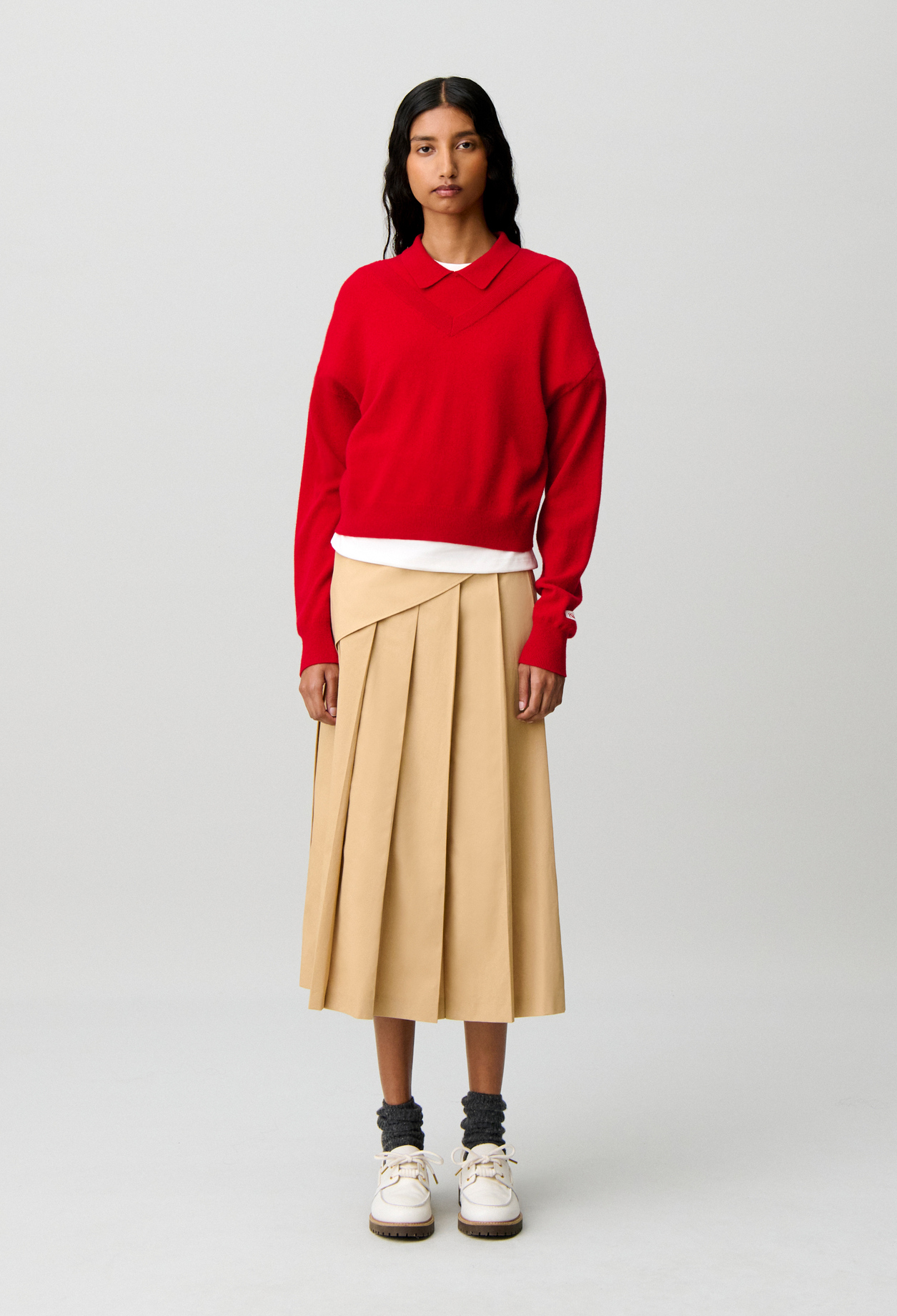 Jersey cuello pico de lana - Mujer - Rojo - Claudie Pierlot