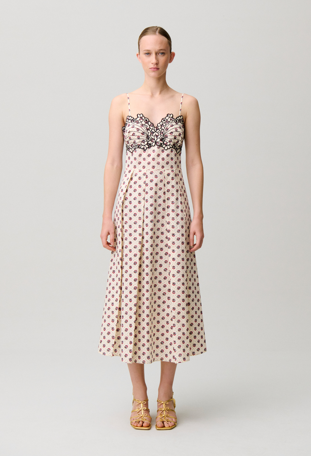 Vestido algodón estampado bordado - Mujer - Estampado claro - Claudie Pierlot