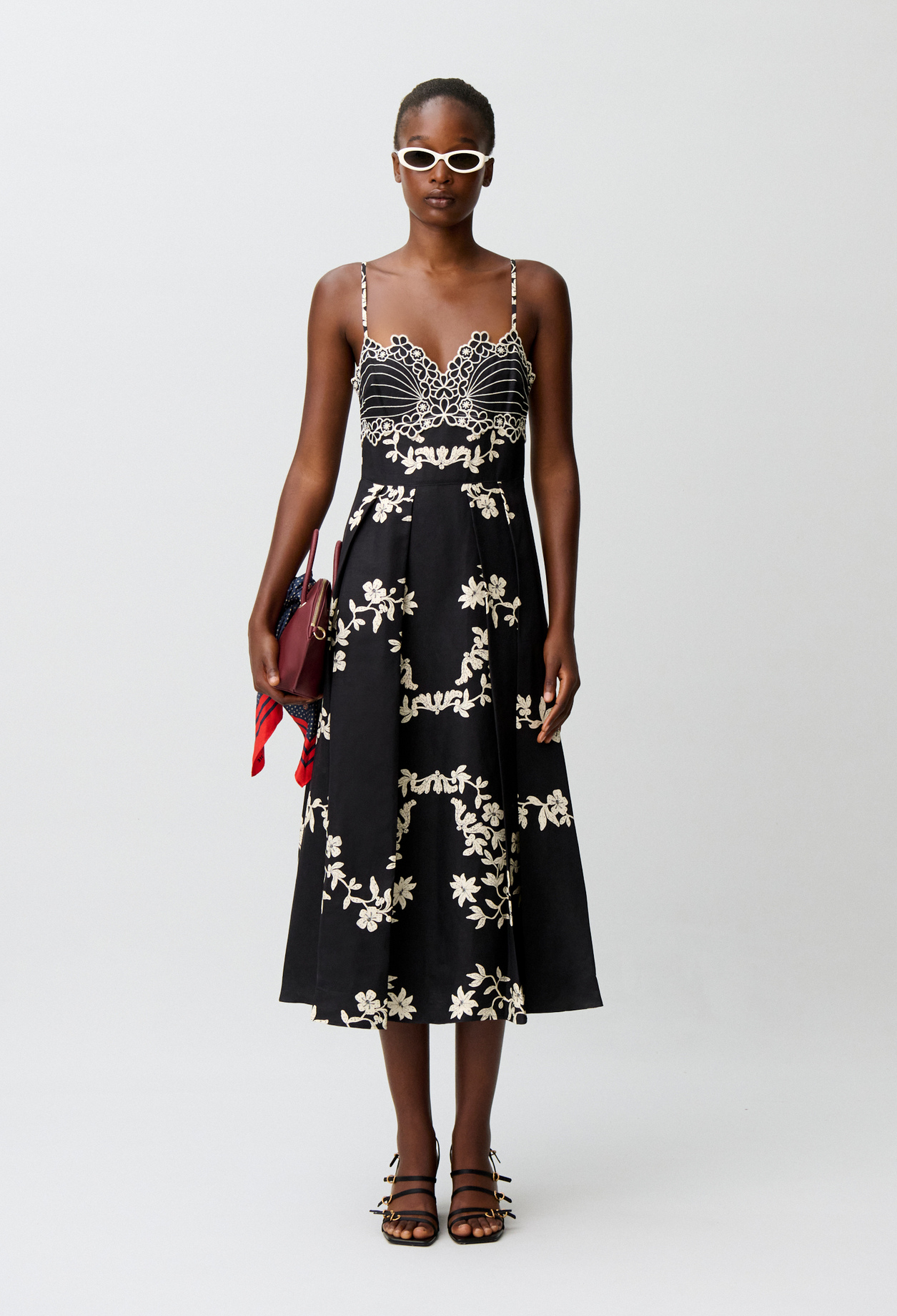 Vestido tirantes bordados florales - Mujer - Estampado oscuro - Claudie Pierlot