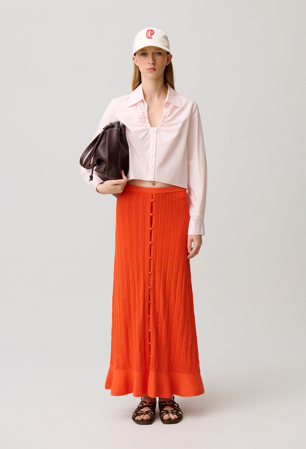 Falda larga de crochet - Mujer - Naranja - Claudie Pierlot