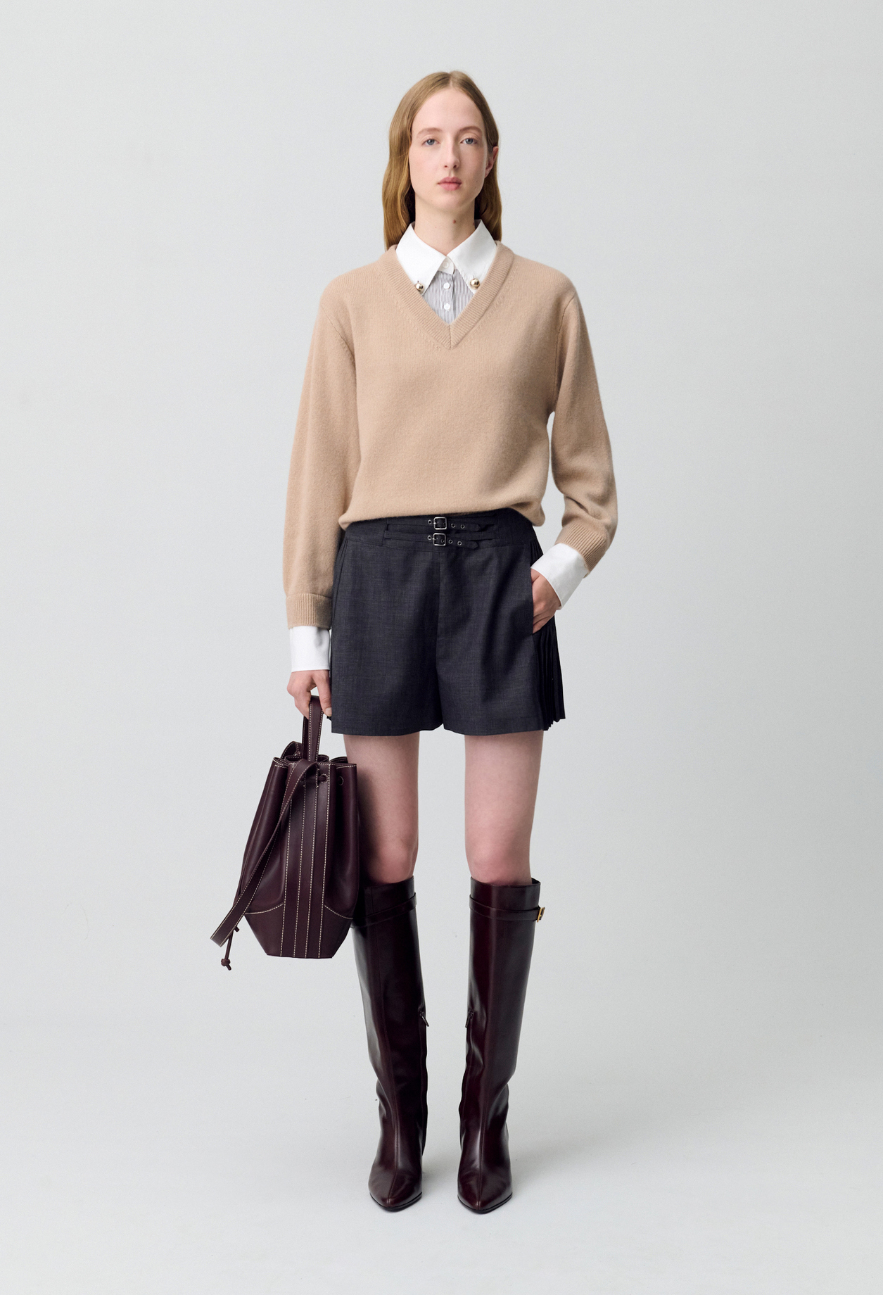 Jersey de cuello en V - Mujer - Beis - Claudie Pierlot