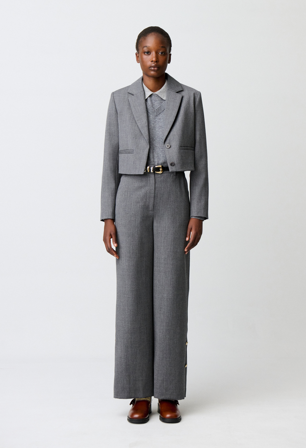 Pantalón de lana virgen - Mujer - Gris jaspeado - Claudie Pierlot