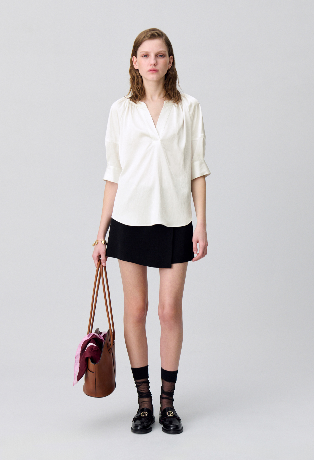 Blusa fluida con cuello tunecino - Mujer - Blaco - Claudie Pierlot