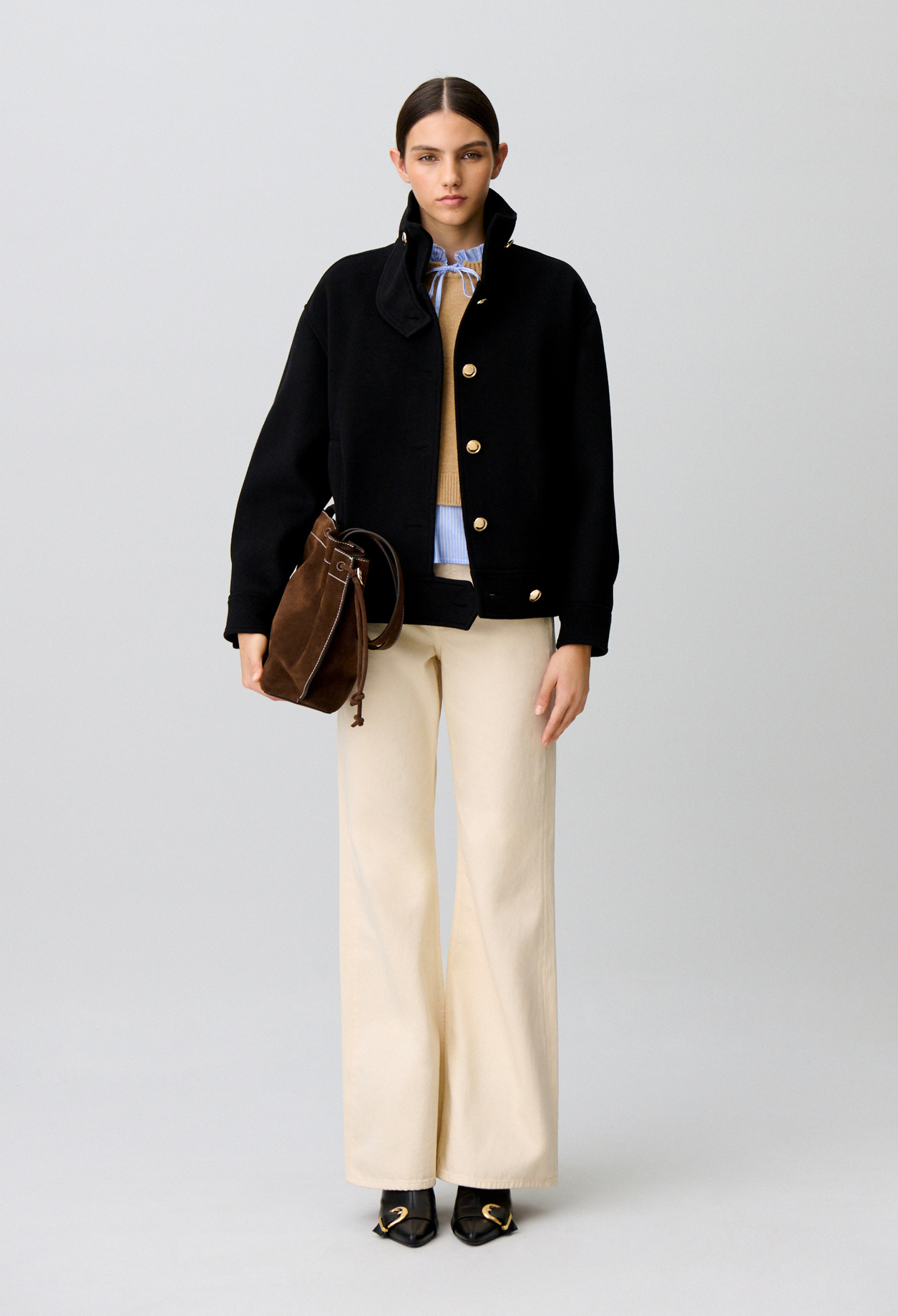 Abrigo corto negro cuello alto - Mujer - Negro - Claudie Pierlot